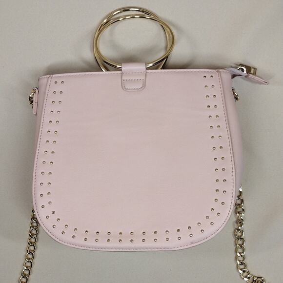 Elegant Studded Gold Light Baby Pink Chain Boho Chick Sheek Crossbody Bag Purse - Picture 9 of 16